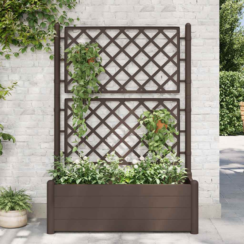 vidaXL plantekasse med espalier 100x43x142 cm PP mokkafarvet vidaXL plantekasse med espalier 100x43x142 cm PP mokkafarvet