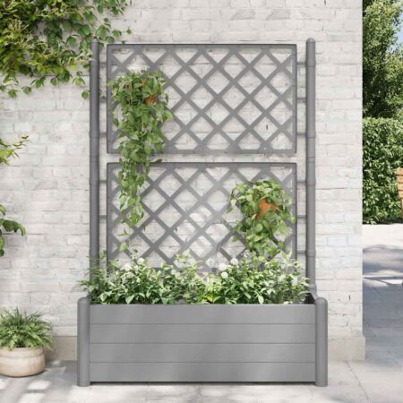 vidaXL plantekasse med espalier 100x43x142 cm PP stengrå