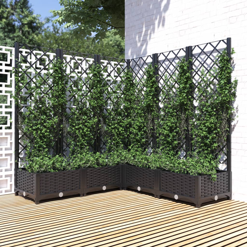 vidaXL plantekasse med espalier 120x120x121,5 cm PP sort vidaXL plantekasse med espalier 120x120x121,5 cm PP sort