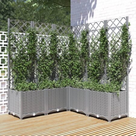 vidaXL plantekasse med espalier 120x120x136 cm PP lysegrå
