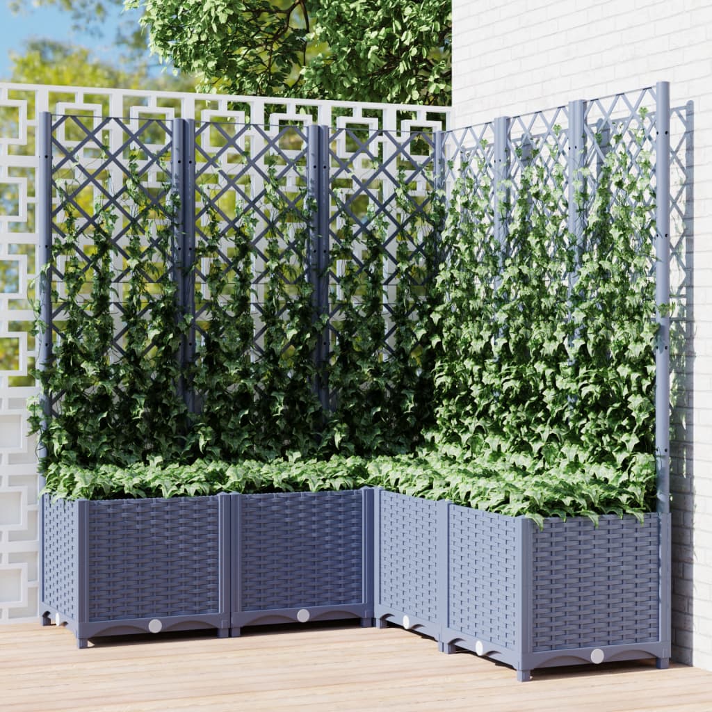 vidaXL plantekasse med espalier 120x120x136 cm PP mørkegrå vidaXL plantekasse med espalier 120x120x136 cm PP mørkegrå