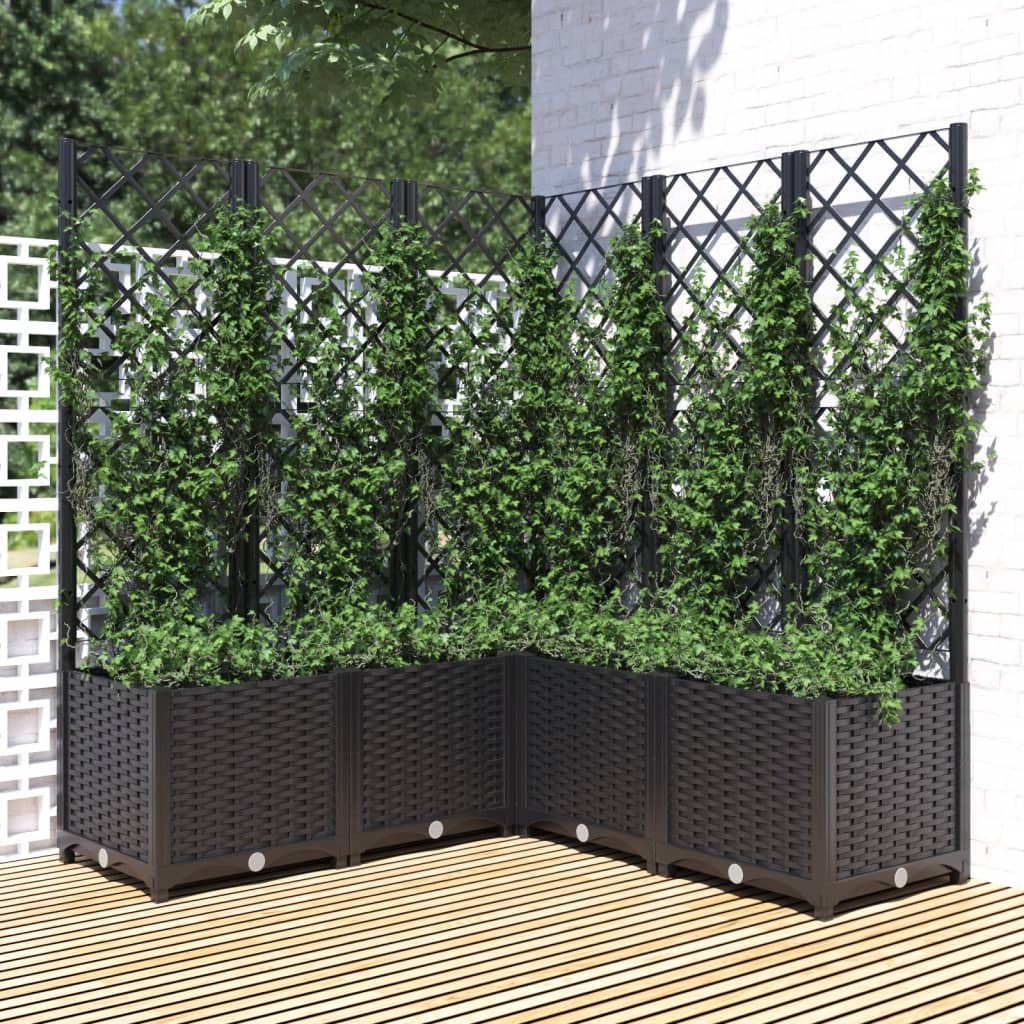 vidaXL plantekasse med espalier 120x120x136 cm PP sort vidaXL plantekasse med espalier 120x120x136 cm PP sort