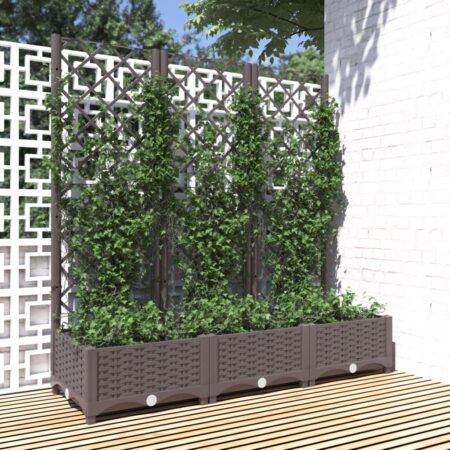 vidaXL plantekasse med espalier 120x40x121,5 cm PP brun