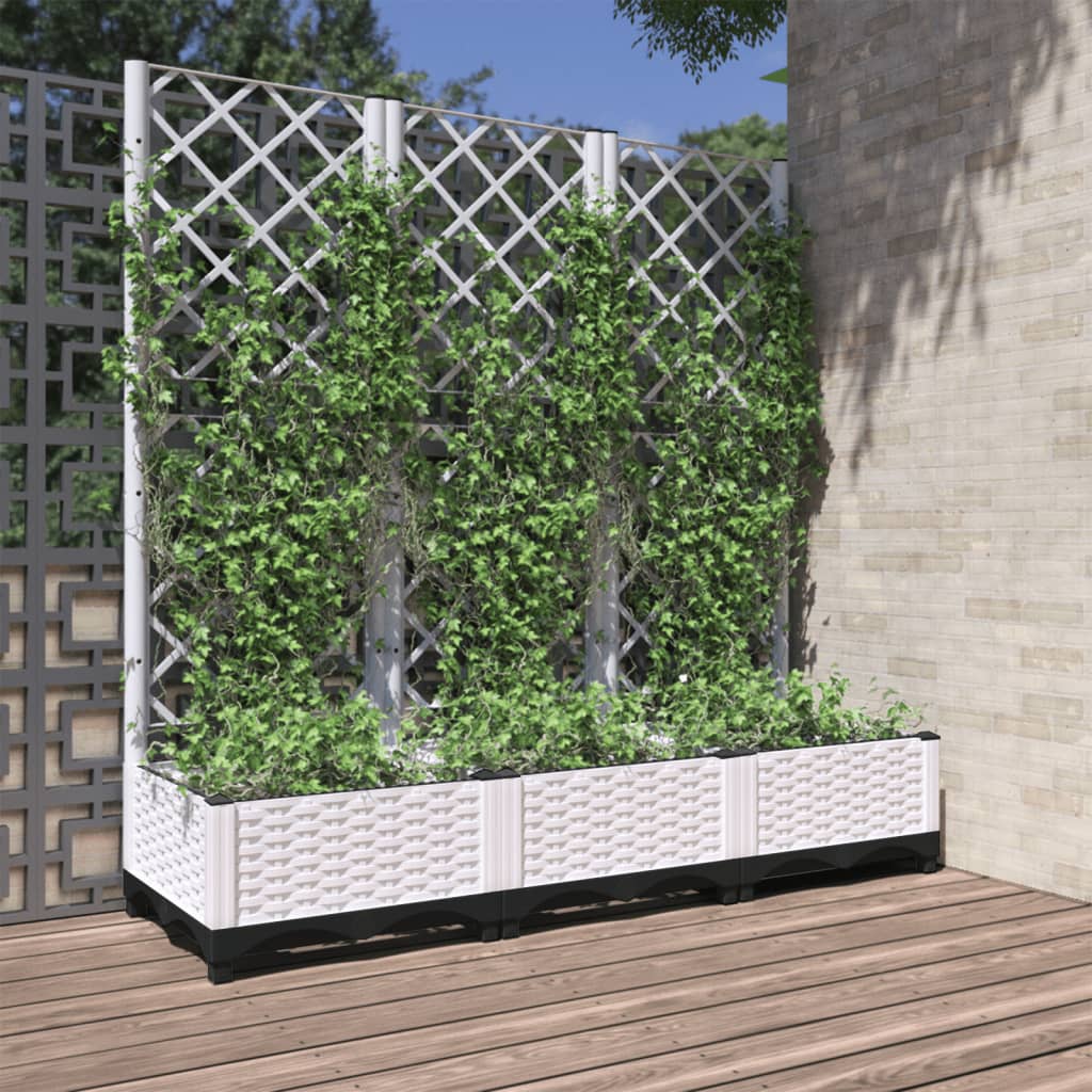 vidaXL plantekasse med espalier 120x40x121,5 cm PP hvid vidaXL plantekasse med espalier 120x40x121,5 cm PP hvid