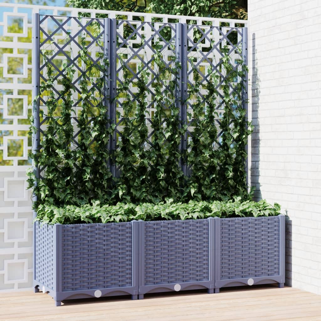 vidaXL plantekasse med espalier 120x40x136 cm PP mørkegrå vidaXL plantekasse med espalier 120x40x136 cm PP mørkegrå