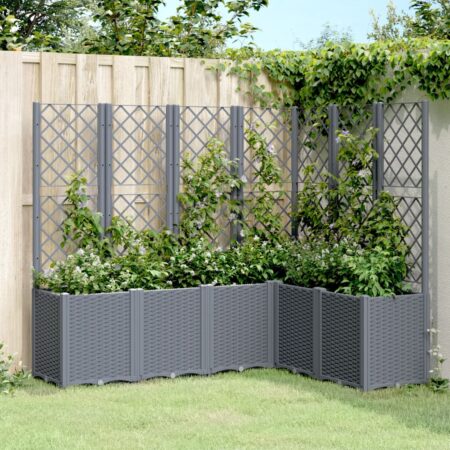 vidaXL plantekasse med espalier 160x120x140 cm PP blågrå