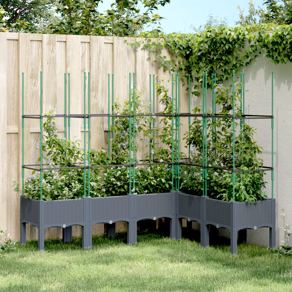vidaXL plantekasse med espalier 160x120x142,5 cm PP blågrå vidaXL plantekasse med espalier 160x120x142,5 cm PP blågrå
