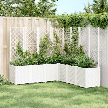 vidaXL plantekasse med espalier 160x160x140 cm PP hvid