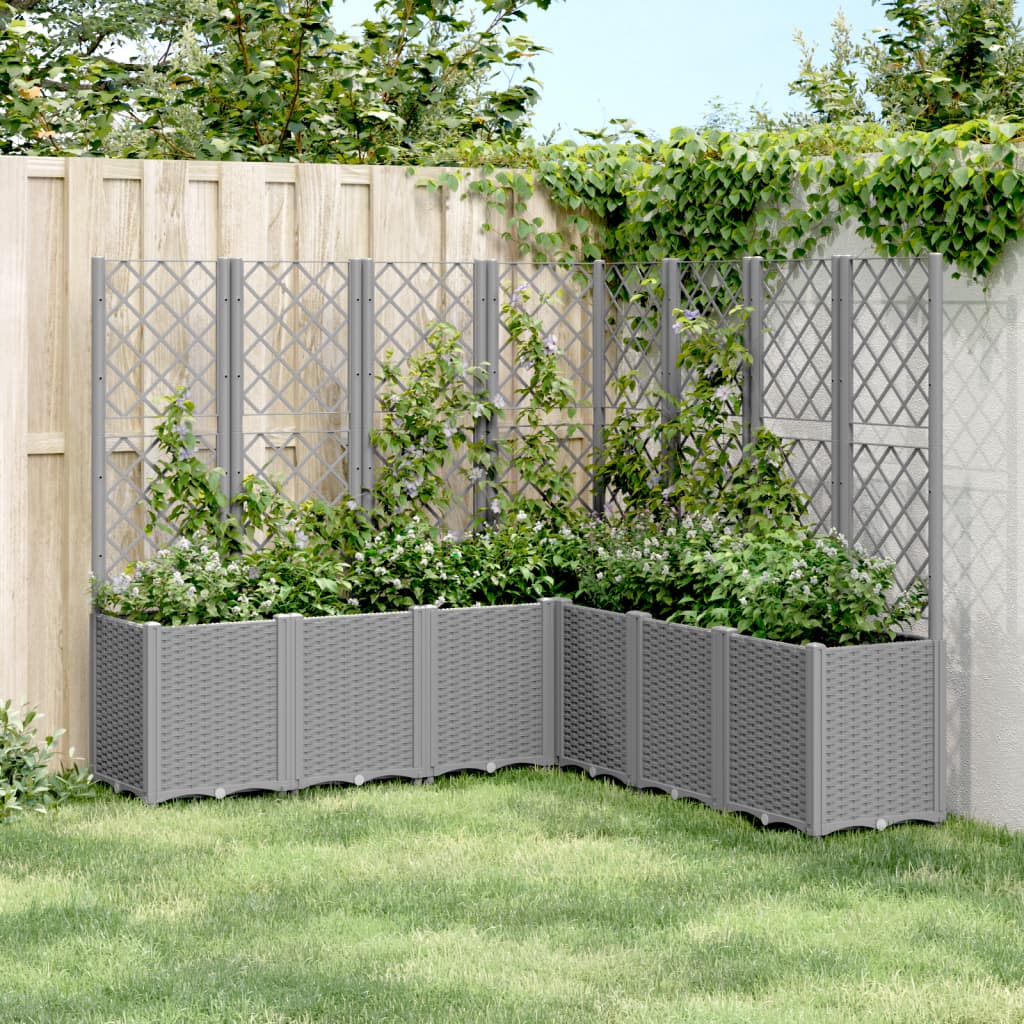vidaXL plantekasse med espalier 160x160x140 cm PP lysegrå vidaXL plantekasse med espalier 160x160x140 cm PP lysegrå