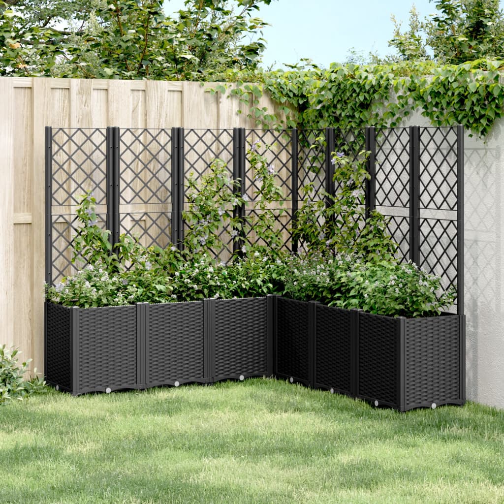 vidaXL plantekasse med espalier 160x160x140 cm PP sort vidaXL plantekasse med espalier 160x160x140 cm PP sort