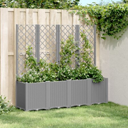 vidaXL plantekasse med espalier 160x40x140 cm PP lysegrå