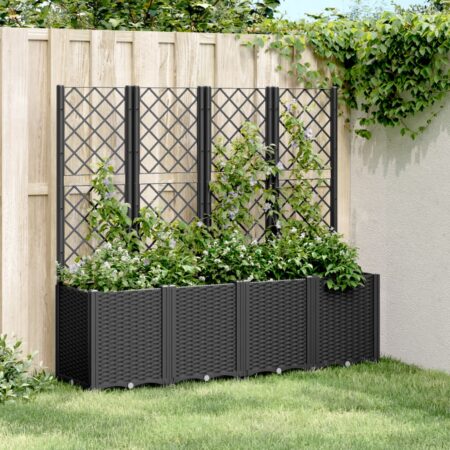 vidaXL plantekasse med espalier 160x40x140 cm PP sort