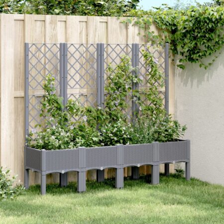 vidaXL plantekasse med espalier 160x40x142 cm PP blågrå