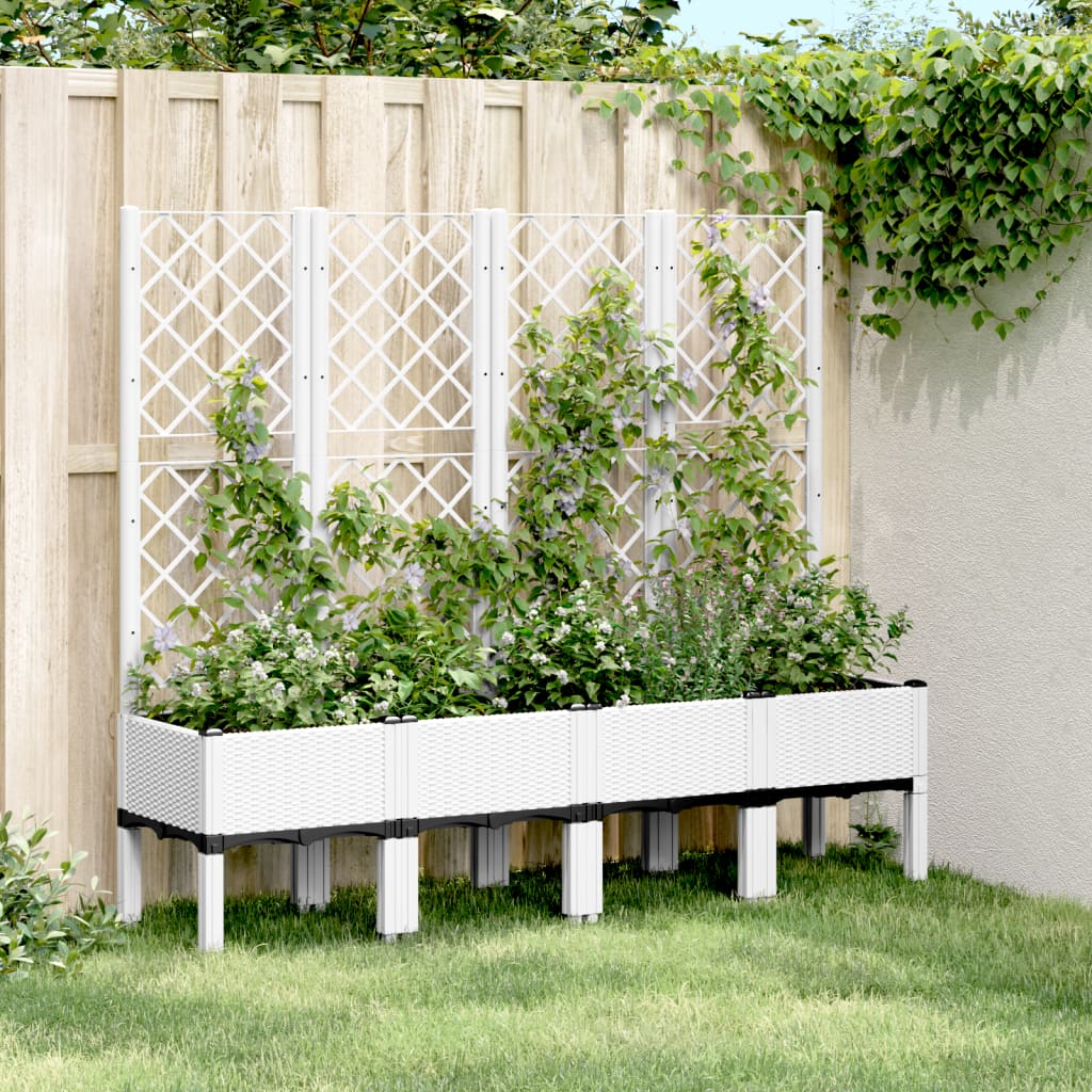vidaXL plantekasse med espalier 160x40x142 cm PP hvid vidaXL plantekasse med espalier 160x40x142 cm PP hvid
