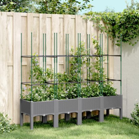 vidaXL plantekasse med espalier 160x40x142,5 cm PP lysegrå