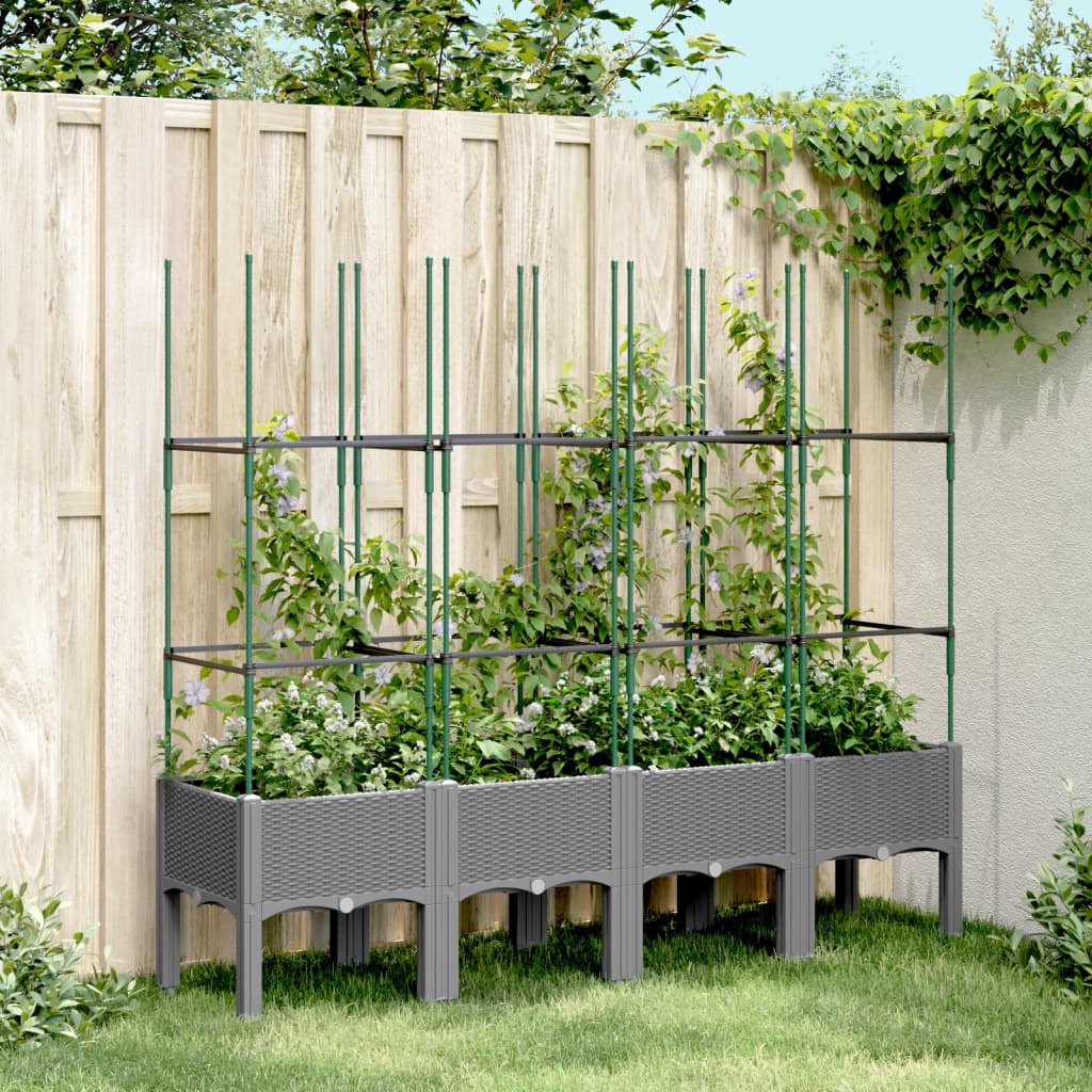 vidaXL plantekasse med espalier 160x40x142,5 cm PP lysegrå vidaXL plantekasse med espalier 160x40x142,5 cm PP lysegrå
