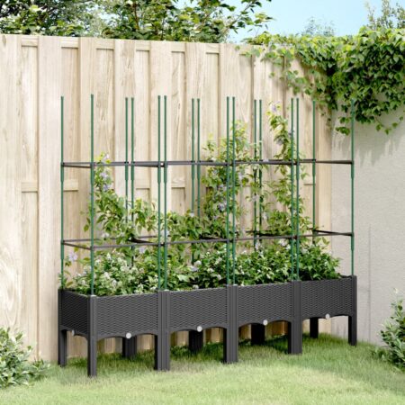 vidaXL plantekasse med espalier 160x40x142,5 cm PP sort