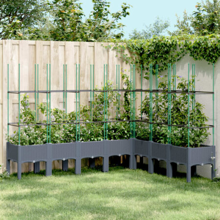 vidaXL plantekasse med espalier 200x160x142,5 cm PP blågrå