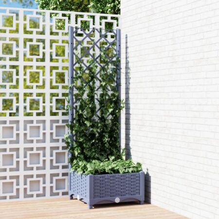 vidaXL plantekasse med espalier 40x40x121,5 cm PP blågrå