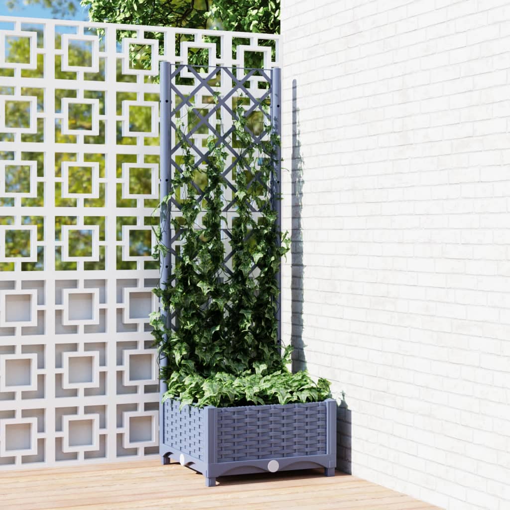 vidaXL plantekasse med espalier 40x40x121,5 cm PP blågrå vidaXL plantekasse med espalier 40x40x121,5 cm PP blågrå