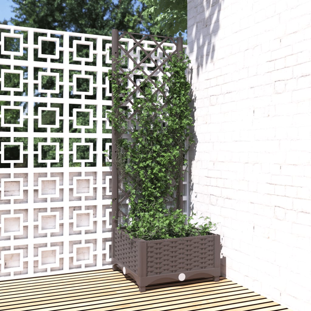vidaXL plantekasse med espalier 40x40x121,5 cm PP brun vidaXL plantekasse med espalier 40x40x121,5 cm PP brun