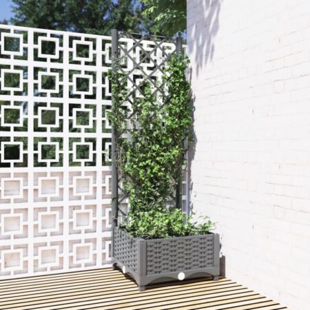 vidaXL plantekasse med espalier 40x40x121,5 cm PP lysegrå