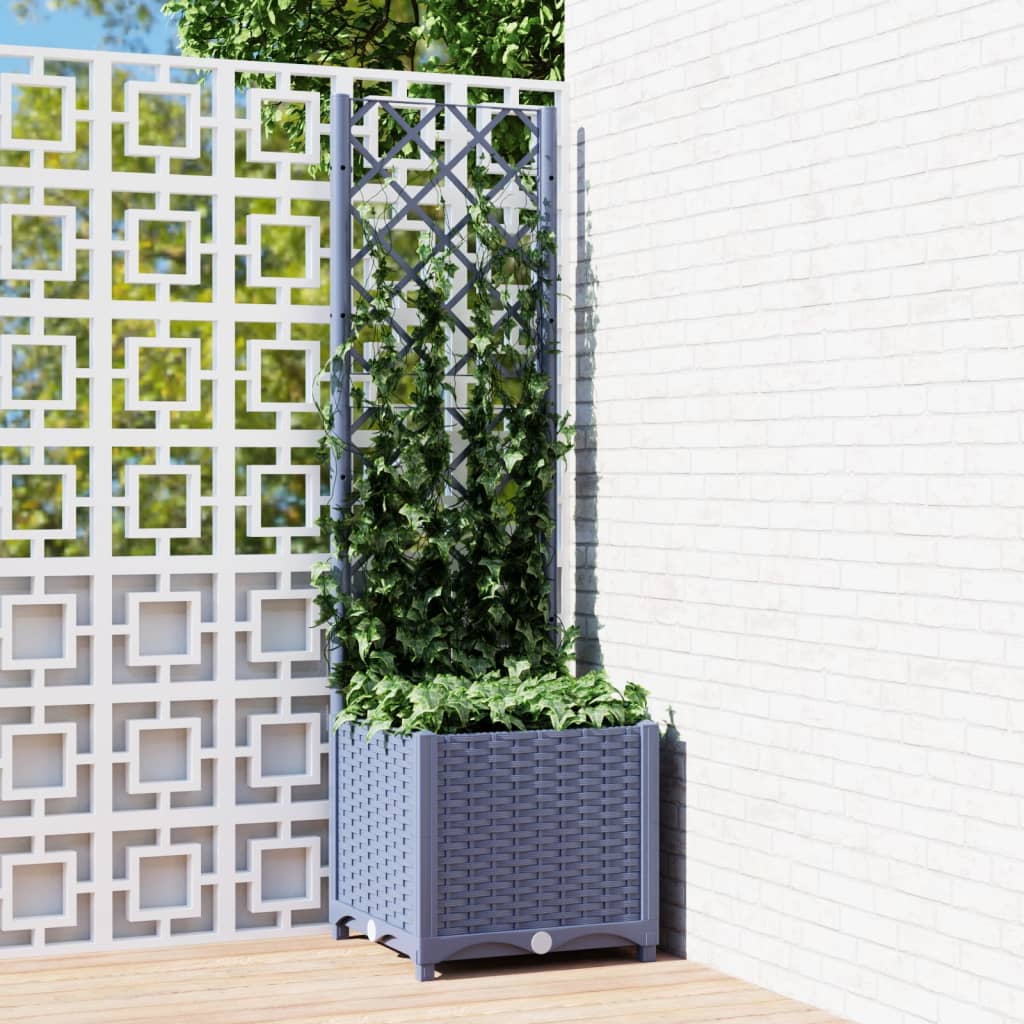 vidaXL plantekasse med espalier 40x40x136 cm PP mørkegrå vidaXL plantekasse med espalier 40x40x136 cm PP mørkegrå
