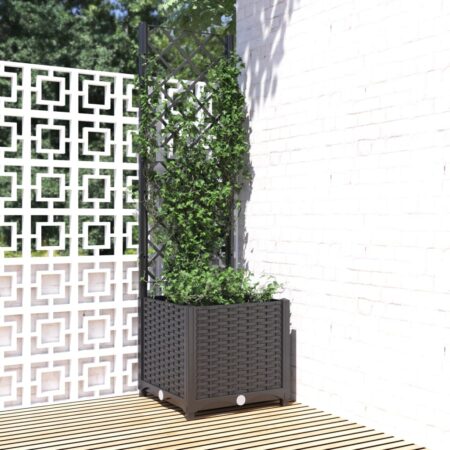 vidaXL plantekasse med espalier 40x40x136 cm PP sort