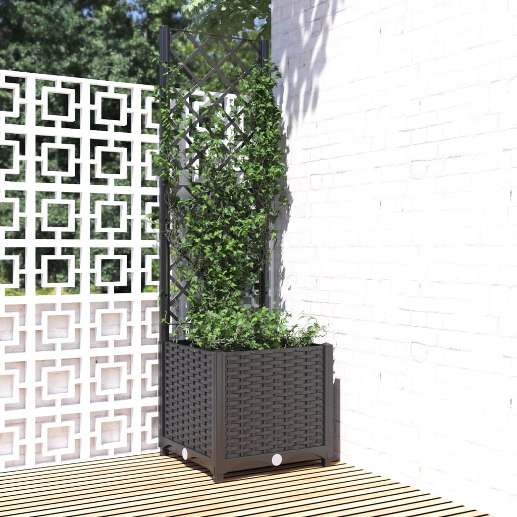 vidaXL plantekasse med espalier 40x40x136 cm PP sort vidaXL plantekasse med espalier 40x40x136 cm PP sort