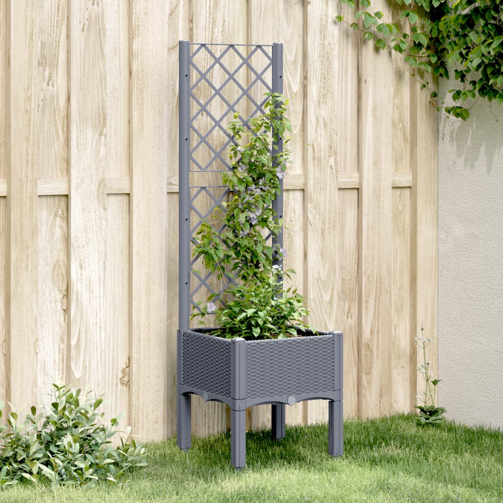 vidaXL plantekasse med espalier 40x40x142 cm PP blågrå vidaXL plantekasse med espalier 40x40x142 cm PP blågrå