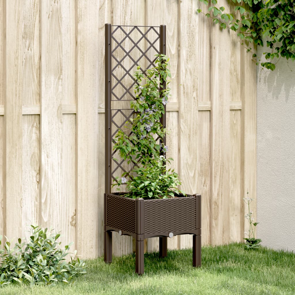 vidaXL plantekasse med espalier 40x40x142 cm PP brun vidaXL plantekasse med espalier 40x40x142 cm PP brun