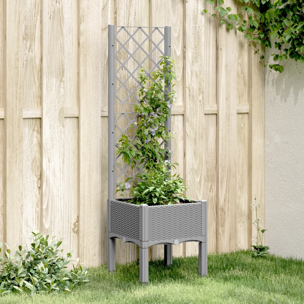 vidaXL plantekasse med espalier 40x40x142 cm PP lysegrå vidaXL plantekasse med espalier 40x40x142 cm PP lysegrå