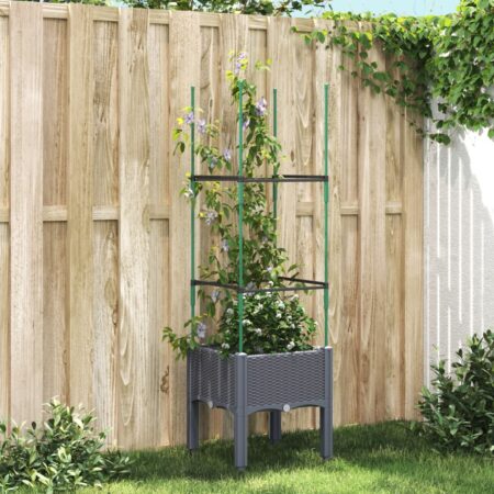 vidaXL plantekasse med espalier 40x40x142,5 cm PP blågrå