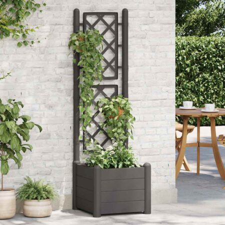 vidaXL plantekasse med espalier 43x43x142 cm PP antracitgrå