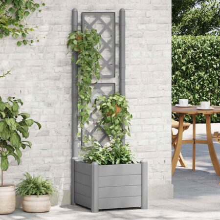 vidaXL plantekasse med espalier 43x43x142 cm PP grå