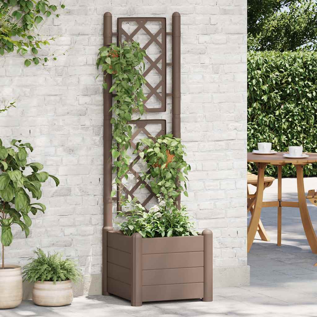 vidaXL plantekasse med espalier 43x43x142 cm PP mokkafarvet vidaXL plantekasse med espalier 43x43x142 cm PP mokkafarvet