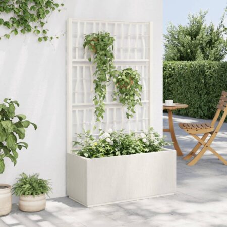vidaXL plantekasse med espalier 80x36x140 cm PP hvid