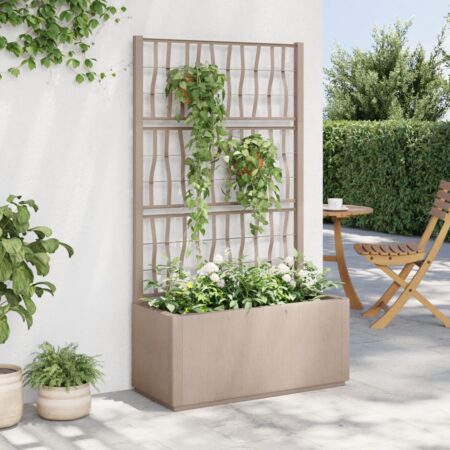 vidaXL plantekasse med espalier 80x36x140 cm PP lysebrun