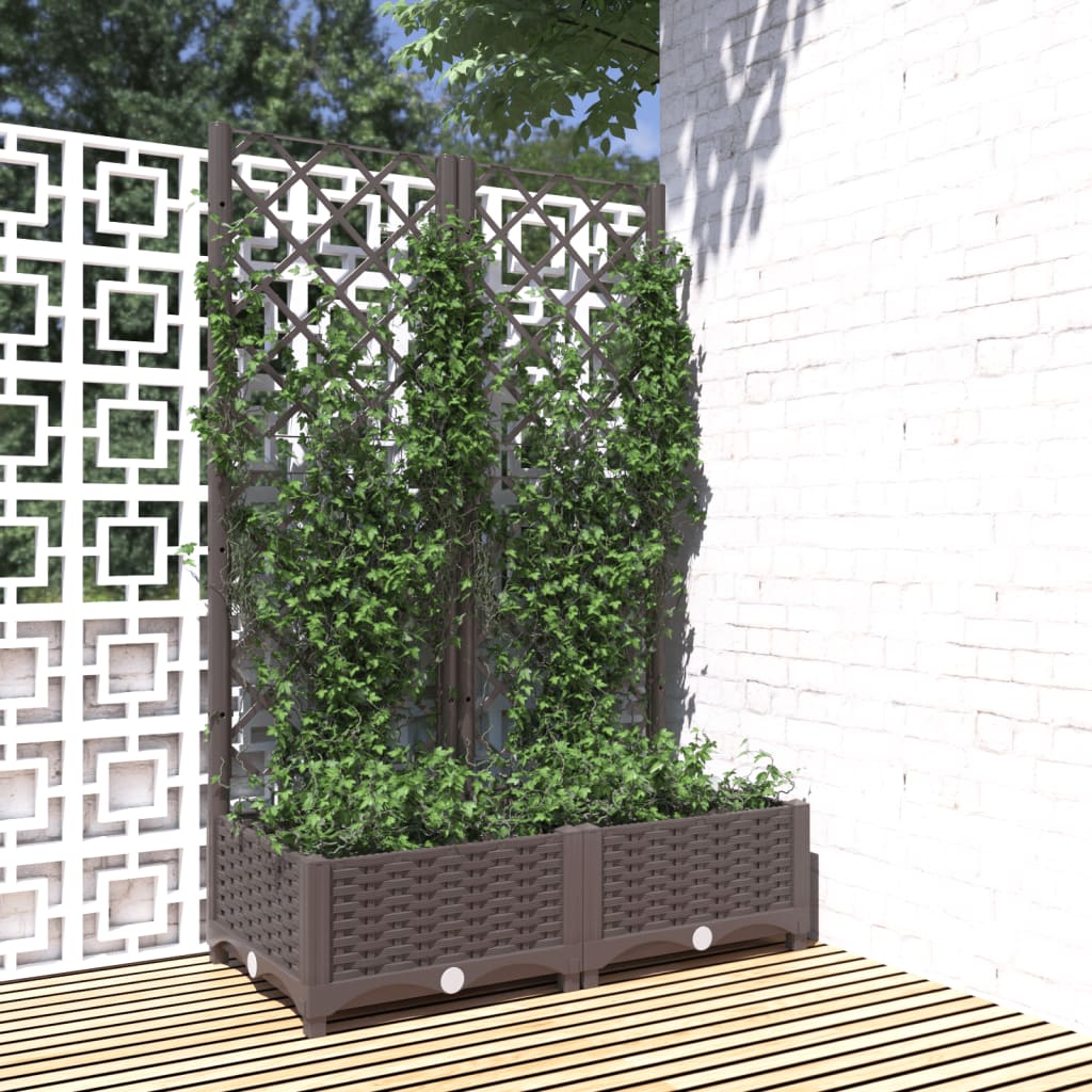 vidaXL plantekasse med espalier 80x40x121,5 cm PP brun vidaXL plantekasse med espalier 80x40x121,5 cm PP brun