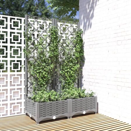 vidaXL plantekasse med espalier 80x40x121,5 cm PP lysegrå
