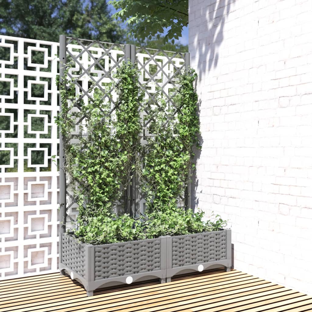 vidaXL plantekasse med espalier 80x40x121,5 cm PP lysegrå vidaXL plantekasse med espalier 80x40x121,5 cm PP lysegrå