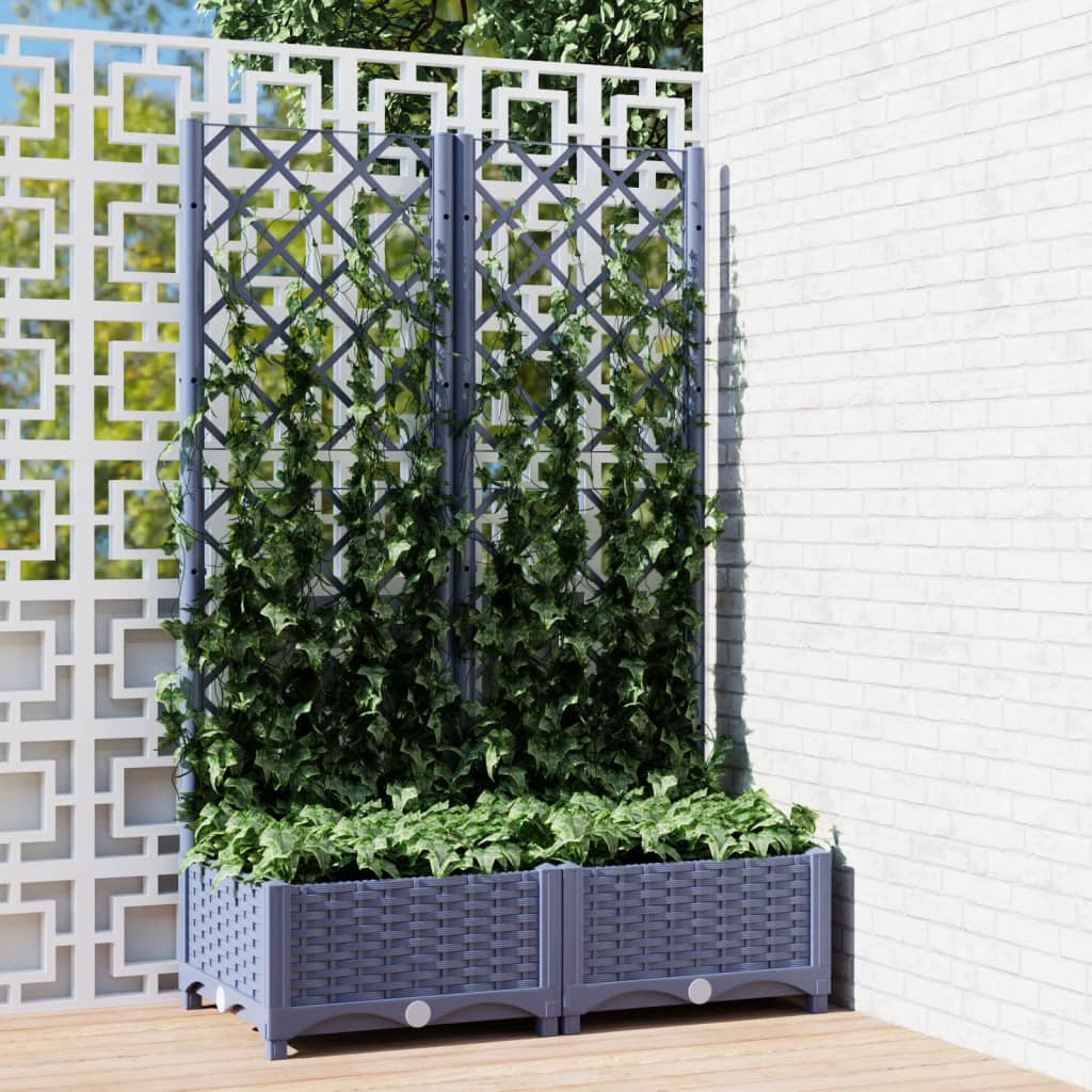 vidaXL plantekasse med espalier 80x40x121,5 cm PP mørkegrå vidaXL plantekasse med espalier 80x40x121,5 cm PP mørkegrå