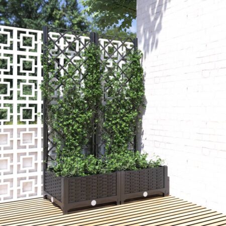 vidaXL plantekasse med espalier 80x40x121,5 cm PP sort