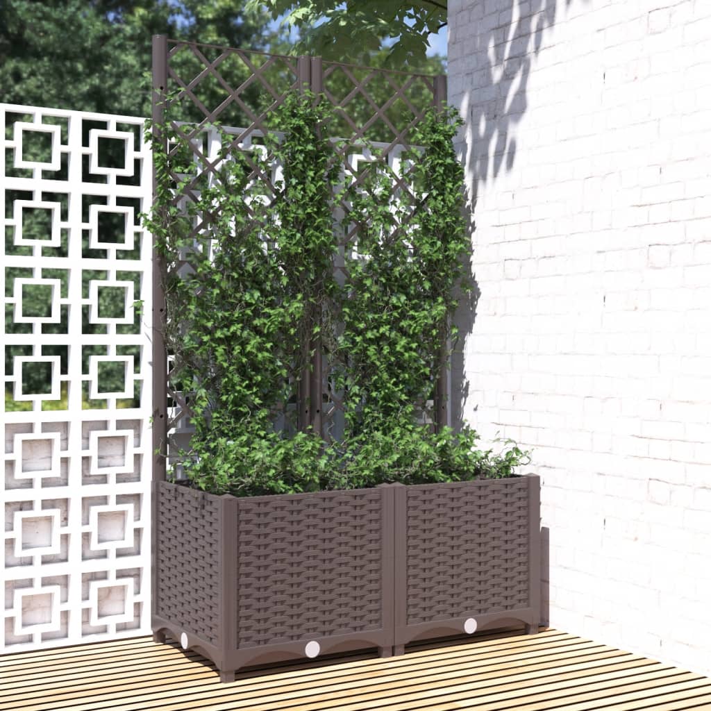 vidaXL plantekasse med espalier 80x40x136 cm PP brun vidaXL plantekasse med espalier 80x40x136 cm PP brun