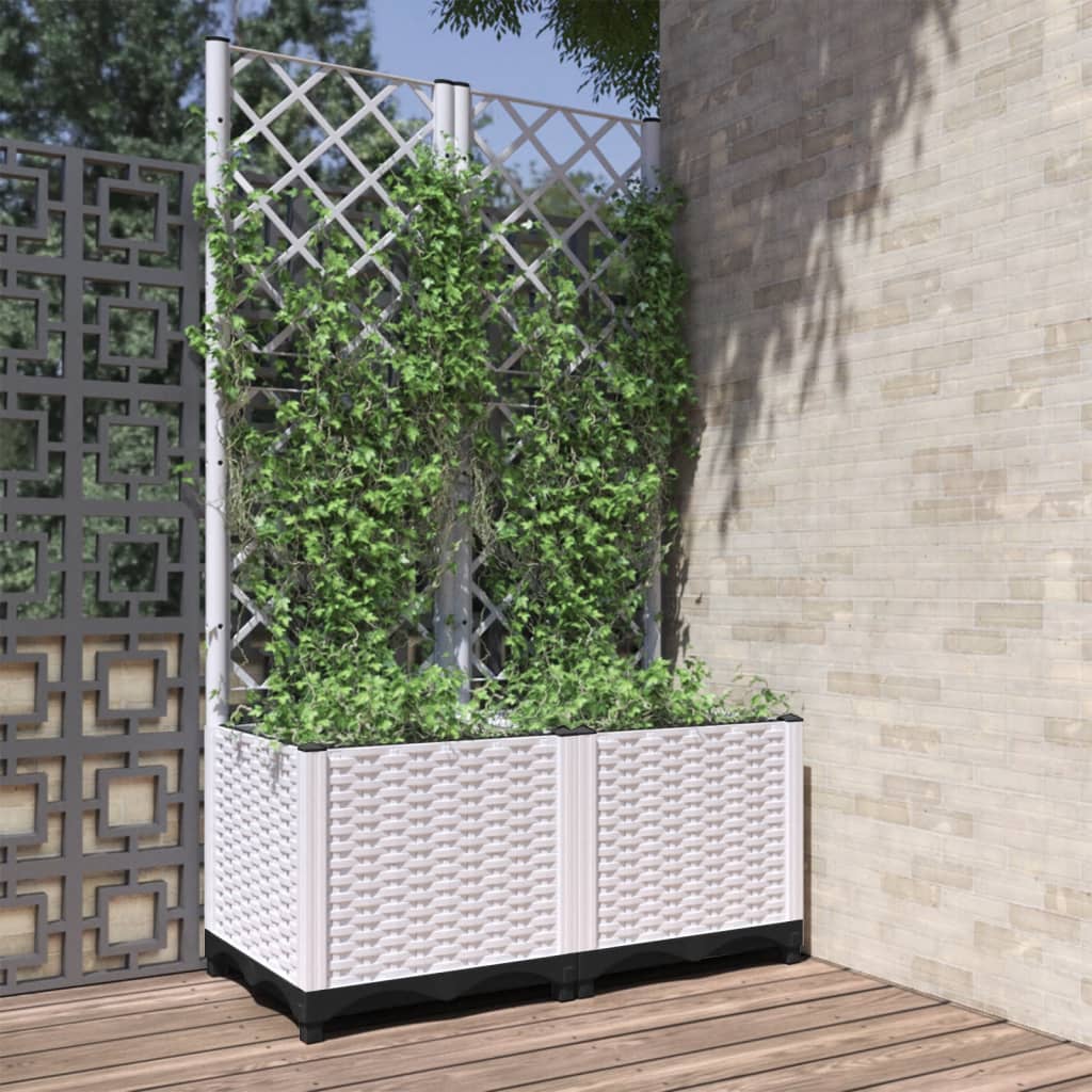 vidaXL plantekasse med espalier 80x40x136 cm PP hvid vidaXL plantekasse med espalier 80x40x136 cm PP hvid