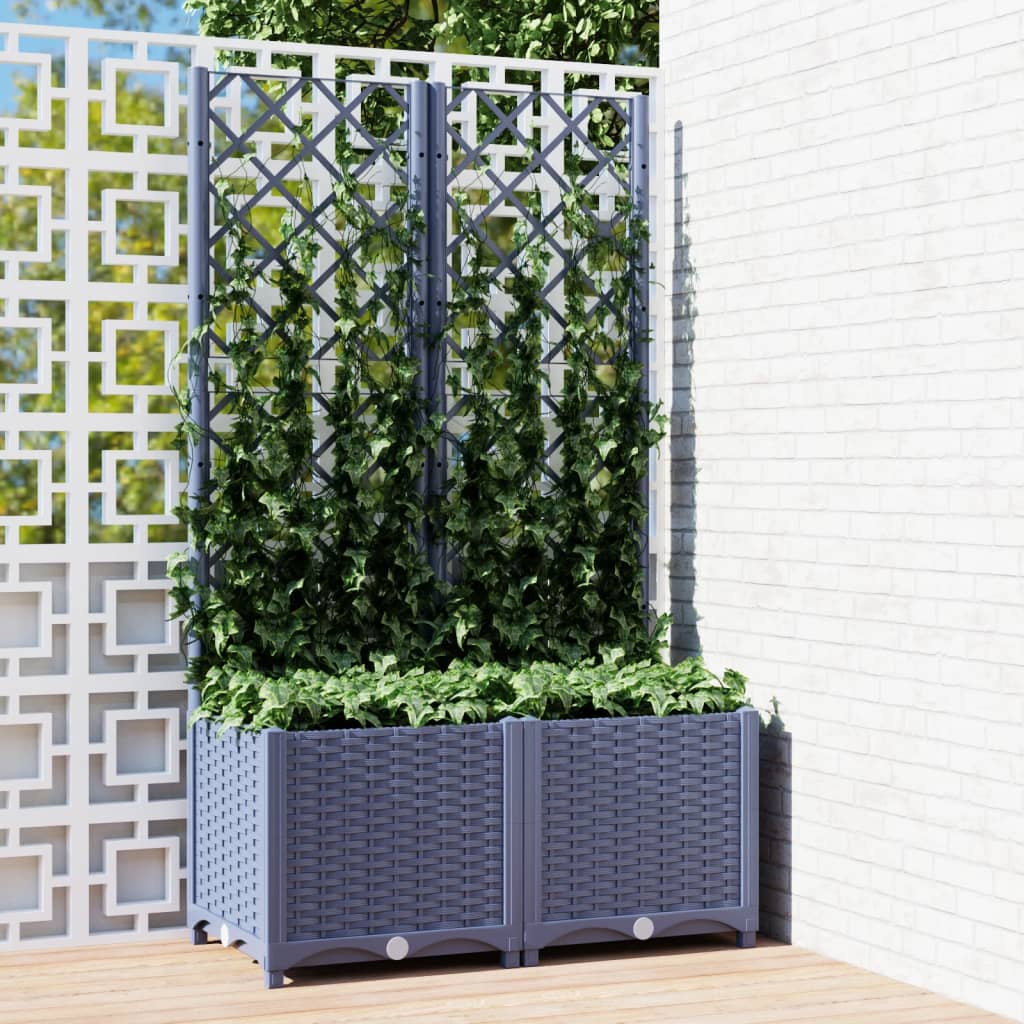 vidaXL plantekasse med espalier 80x40x136 cm PP mørkegrå vidaXL plantekasse med espalier 80x40x136 cm PP mørkegrå