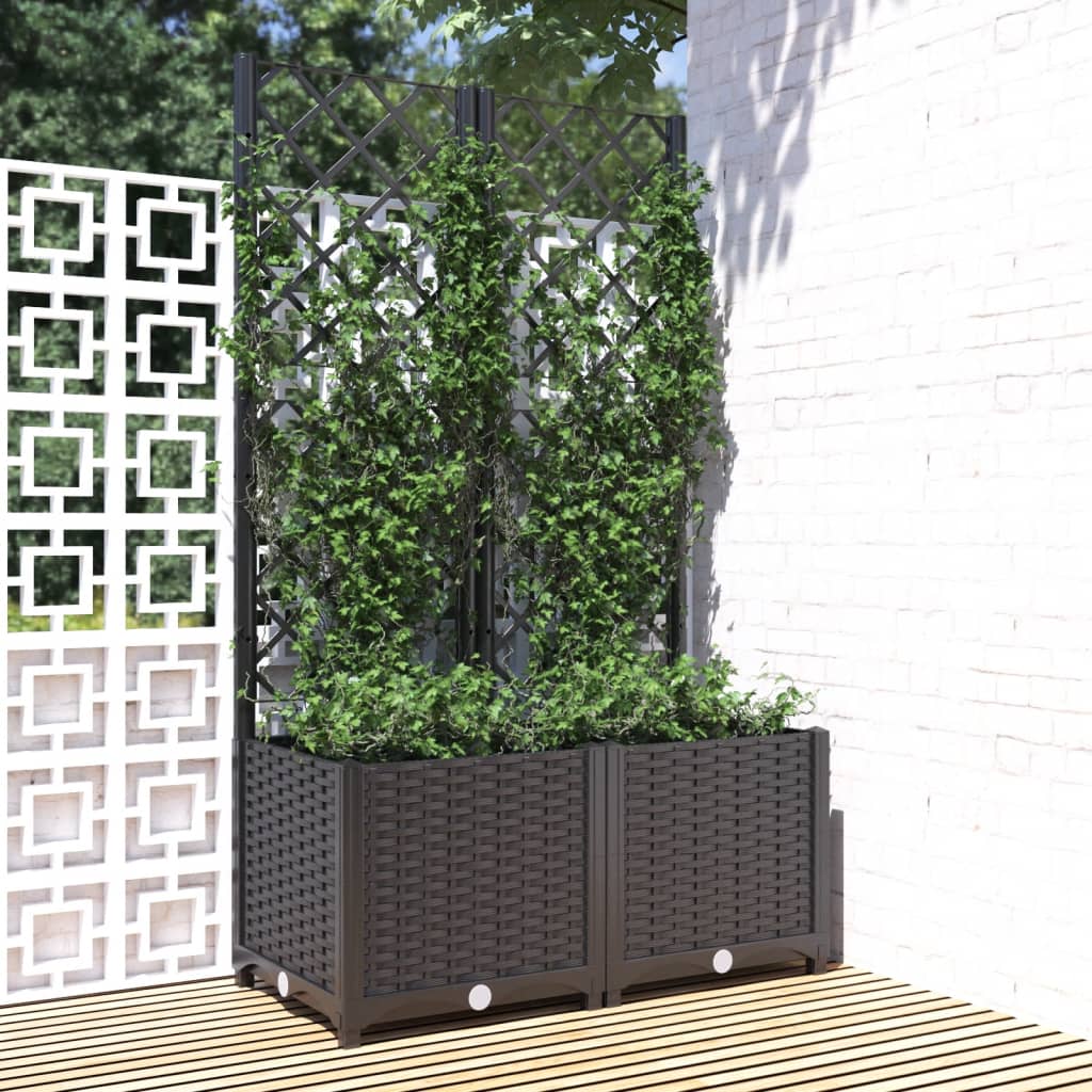 vidaXL plantekasse med espalier 80x40x136 cm PP sort vidaXL plantekasse med espalier 80x40x136 cm PP sort