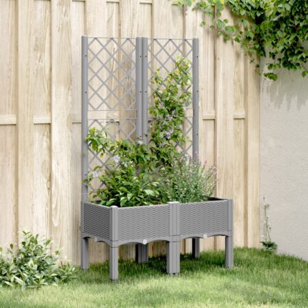vidaXL plantekasse med espalier 80x40x142 cm PP lysegrå