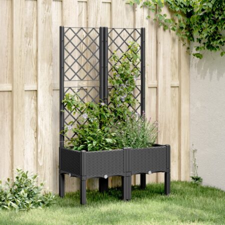 vidaXL plantekasse med espalier 80x40x142 cm PP sort