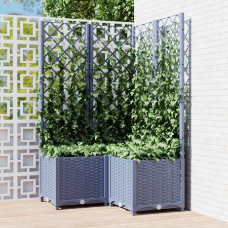vidaXL plantekasse med espalier 80x80x136 cm PP blågrå